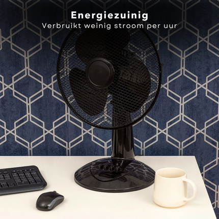 Cheqo® Tafel Ventilator - Bureau Ventilator - Tafelventilator - Airco Alternatief - Stille Aircooler - Zwart - Compact en Krachtig