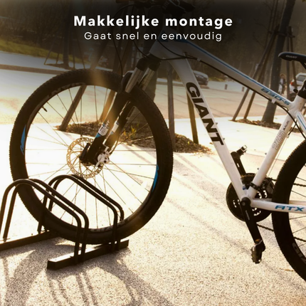 Cheqo® Fietsenrek Metaal - Fietsenstalling voor 2 Fietsen - Fietsrek - MTB Fietsen Rek - Fietsenstandaard - Vloer/Muurmontage - 100 cm - Zwart