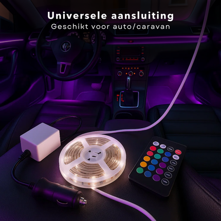 Cheqo® LED Strip 2 Meter - RGB LED Strip - Zelfklevende LED Strip - Draadloze Afstandsbediening - 12V/24V Aansluiting - Sfeerverlichting LED - Auto LED Verlichting - Caravan LED Strip - Dimbare LED Strip - 60 Led's - Infrarood Bediening