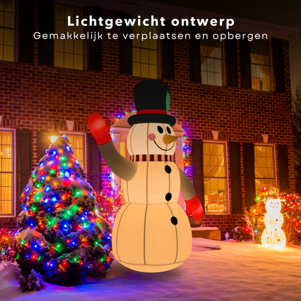 Cheqo® Opblaasbare Sneeuwpop - Sneeuwpop Opblaasbaar - Sneeuwman - 300 cm - Kerstdecoratie Buiten - Weerbestendig Oxford Stof