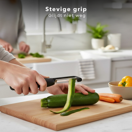 Cheqo® Dunschiller - Aardappelschiller - Groenteschiller - Fruitschiller - Schiller - Dunschiller met Beschermkap - Dunschiller met Aardappeloog - Linkshandige Dunschiller