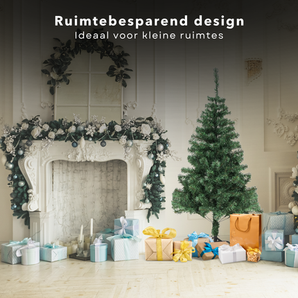 Cheqo® Kunstkerstboom PVC - Kunst Kerstboom - 180 cm - Volle 564 Takken - PVC Binnengebruik - Inclusief Standaard