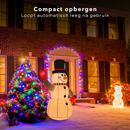 Cheqo® Opblaasbare Sneeuwpop - Sneeuwpop Opblaasbaar - Sneeuwman - 120 cm - Weerbestendige Kerstdecoratie - Oxford Stof