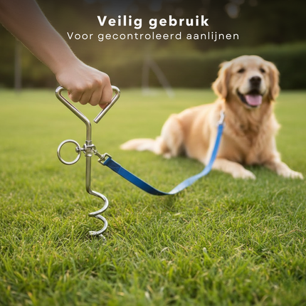 Cheqo® Grondpen Hond - Grondpen Hondenlijn - Aanlegspiraal Hond - Vastlegspiraal Hond - Grondspiraal Hond - Hondenpin - Grondpin Hond - Aanlegpen Hond - Grondanker Hond - Hondenanker - Campingpen Hond