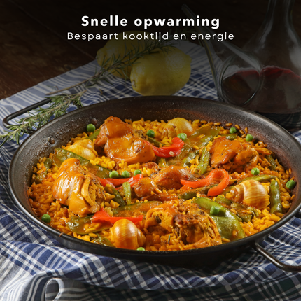 Cheqo® Luxe Paellapan - Paella Pan - Antiaanbak - Alle Warmtebronnen - Grote Stalen Pan voor Inductie
