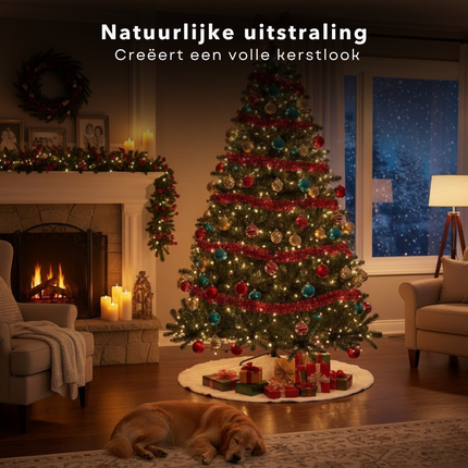 Cheqo® Kunstkerstboom 210 cm - 900 Takken - Kerstboom Met Standaard - Duurzame Materialen - Milieuvriendelijk Alternatief - Eenvoudig Op Te Zetten - Volle Uitstraling - Flexibele Takken - Stabiele Kerstboom - Herbruikbare Kerstboom