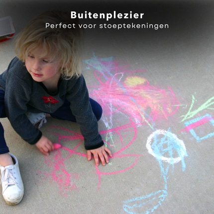 Cheqo® Stoepkrijt Set - 37 Stuks in Emmer - Stoep Krijt - Creatief Buitenspeelgoed - Kleurkrijt voor Kinderen