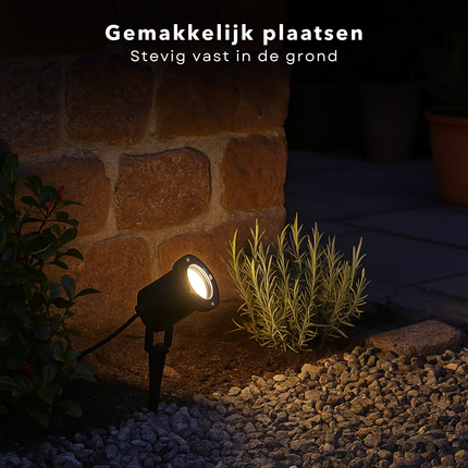 Cheqo® LED Prikspot - Spikespot - Warm Wit - Zwart Metaal - Buitenverlichting - Tuinspot - Energiezuinig - Padverlichting - Tuinverlichting - Tuinlamp - Priklamp - Tuin Spot - Tuinverlichting