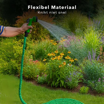 Cheqo® Flexibele Tuinslang Set - Uitrekbare Tuinslang - Tuinsproeier - Waterslang - Flexibele Tuinslang - Uittrekbaar - 10-20M Uitrekbaar - Inclusief Sproeikop - Kunststof