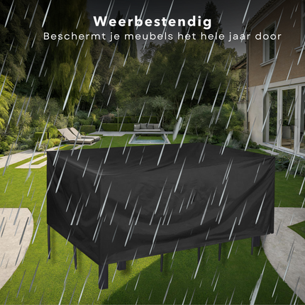 Cheqo® Tuinsethoes - Bescherming tegen Weer en Wind - Tuinmeubelbescherming - Weerbestendige Hoes - 210x210x90cm - Afdekhoes - Beschermhoes Tuinset - Tuinsetbescherming - Waterdicht - UV Bestendig - Extra Sterk Tuinmeubelhoezen