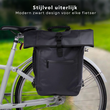 Cheqo® Waterdichte Fietsrugzak 25L - Fiets Rugzak - Fietstas Enkel - Multifunctioneel - Rol Top - Ideaal voor Woon-werkverkeer