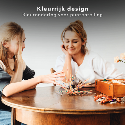 Cheqo® Mikado XL Set - Grote Mikado - 31 Stuks - Houten Spel - Gezellig Familieplezier