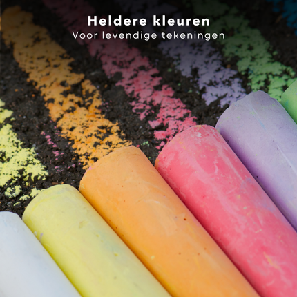 Cheqo® Stoepkrijt Set - Kleurrijk Krijt voor Kinderen - 50 Stuks - Grote en Kleine Krijtjes