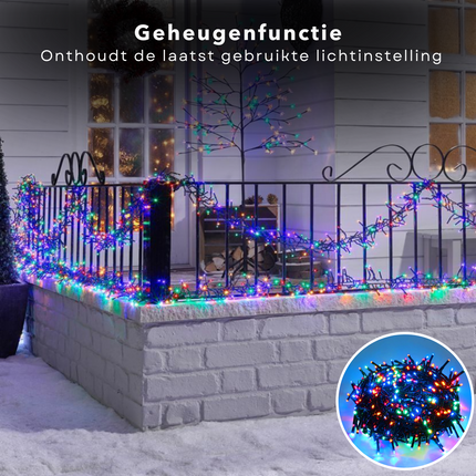 Cheqo® Kerstverlichting - Kerstboomverlichting - Kerstlampjes - 1000 LED - 15M - Voor Binnen en Buiten - Timer - 8 Lichtfuncties - Lang Snoer - Multicolor - Gekleurde Kerstverlichting - Sfeerverlichting - Feestverlichting - Veelkleurig Kerstboomverlichting