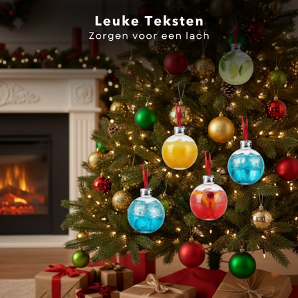 Cheqo® Vulbare Kerstballen - Shotglaasjes Kerst - Drankballen Shotglaasjes - Borrelballen - Kerstversiering - Kerst Decoratie - Party Kerstdecoratie - 100 ml Inhoud - Shotjesballen - Kerstcadeau - Feestelijke Kerstballen