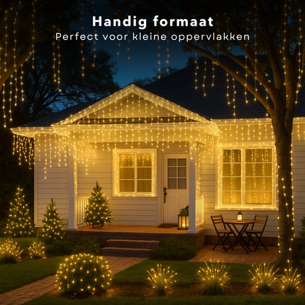 Cheqo® Ijspegel Verlichting - Kerstverlichting Warm Wit - Ijspegelverlichting Transparant Snoer - 90 LED - Lichtgordijn - Kerstverlichting Buiten - voor Binnen en Buiten - IP44 Adapter - Energiezuinig - Decoratieve Verlichting
