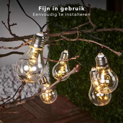 Cheqo® Decoratieve Tuinverlichting - Lichtsnoer - Lichtslinger - 450cm Warm Wit Snoerverlichting met 10x5 LED Lampen - Geschikt voor Buiten - IP44 Adapter - Feestverlichting voor Buiten