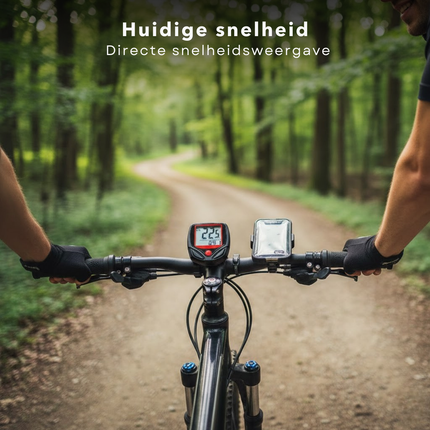 Cheqo® Fietscomputer - Fietscomputer Met Draad - Fietskilometerteller - Kilometerteller Fiets - Fietssnelheidsmeter - Fiets Teller - Fietscomputer Lcd - Fietscomputer Groot Scherm - Fietscomputer 15 Functies - Fietscomputer Met Klok