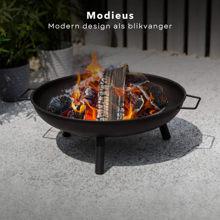 Cheqo® Vuurschaal Staal Ø60 cm - Vuurkorf - Tuinhaard - Sfeerhaard - Terrasverwarmer - Draagbare Terrasverwarming - Met Handvaten