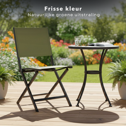 Cheqo® Vouwstoel - Klapstoel - Opvouwbare Stoel - Inklapbare Stoel - Campingstoel - Kampeerstoel - Strandstoel - Festival Stoel - Tuinstoel Opvouwbaar - Tuinstoel Inklapbaar - Groene Vouwstoel