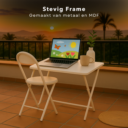 Cheqo® Universele Tafel Set met Stoel - Bureau - Eettafel - Kindertafel - Klaptafel Met Stoel - Ideaal voor Kinderen - Kinderkamer - MDF - Wit