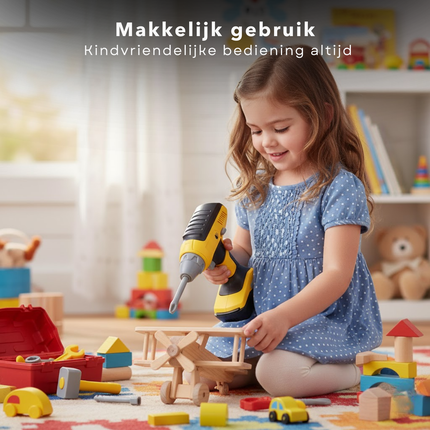 Cheqo® Speelgoed Schroefmachine - Schroefmachine Met Licht - Schroefmachine Met Geluid - ABS Materiaal - Werkt Op Batterijen - Met 4 Bits - Kindergereedschap - Doe-Het-Zelf Speelgoed - Educatief Speelgoed