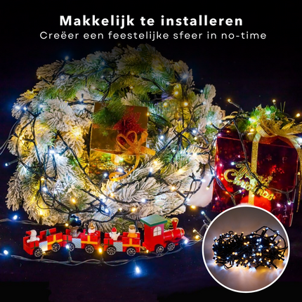 Cheqo® Kerstverlichting - Kerstboomverlichting - Kerstlampjes - Sfeerverlichting - LED Verlichting - Voor Binnen en Buiten - Tuinverlichting - Feestverlichting - Lichtsnoer - Microcluster - 800 LED's - 16M - Wit & Extra Warm Wit - Timer - 8 Lichtfuncties Kerstboomverlichting
