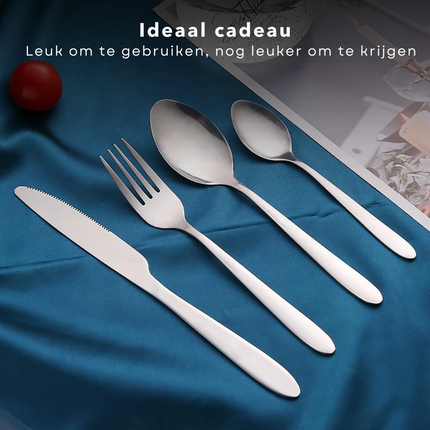 Cheqo® Luxe 16-delige Bestekset  - Vaatwasserbestendig - 4 personen - Messen - Lepels - Vorken - Theelepels - RVS - Perfect cadeau Besteksets