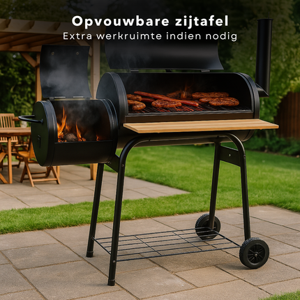 Cheqo® Houtskool Barbecue - BBQ - Smoker Barbecue Grill - Rookoven - 2-in-1 Barbecue en Smoker - Houtskool