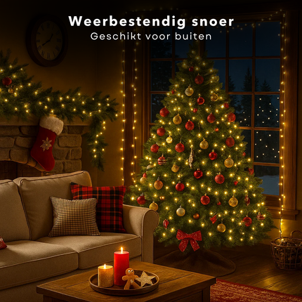 Cheqo® Kerstverlichting - Kerstlampjes - Kerstboomverlichting Buiten en Binnen - 240 LED Lampjes - Warm Wit Licht - LED Lichtsnoer - Geschikt voor Binnen en Buiten - 18 Meter Lichtsnoer - IP44 Beschermklasse