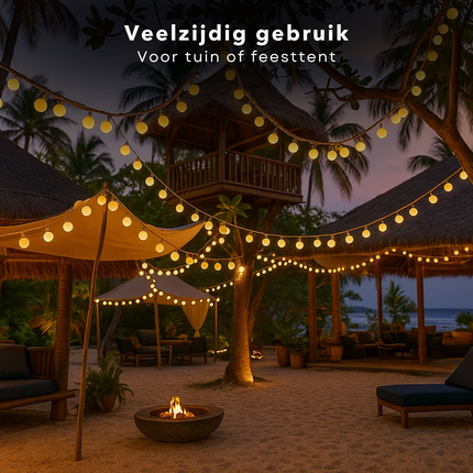 Cheqo® Feestverlichting - Warm Wit LED - 80 LED Lampjes - 16 Meter Lichtsnoer - Transparant Snoer - IP44 Waterdicht - Binnen En Buiten - Partytent Verlichting - Fairy Lights - LED Bolletjes - Lichtslinger - Feest Verlichting