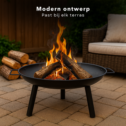Cheqo® Vuurschaal - Vuurkorf Staal - Sfeerhaard - Tuinhaard - Tuinkachel - Terrasverwarmer Buiten - Zwart Staal