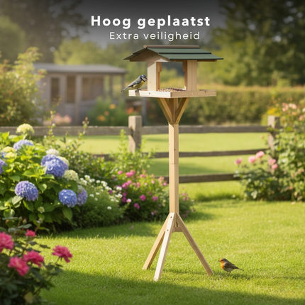 Cheqo® Vogelvoederhuisje op Paal - Vogelhuisje op Paal - Vogelvoederhuis op Paal - Vogelvoederstation - Vogelvoerhuisje - Vogelhuisje Tuin - Vogelhuisje Balkon - Vogelvoederhuisje Tuin - Vogelhuisje Buiten