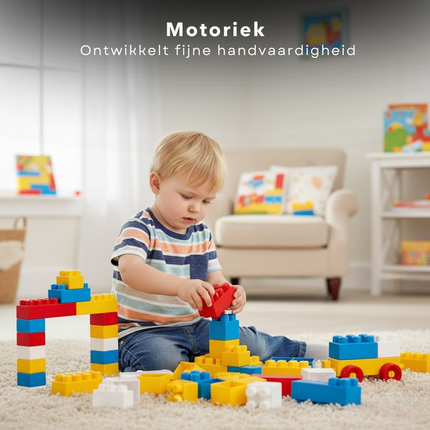Cheqo® Blokken - Bouwblokken - Bouwstenen - Speelgoed Blokken - Stapelblokken - Baby Blokken - Peuter Blokken - Blokkenset - Blokken 85 Stuks - Blokken Met Wielen - Blokken Trein - Blokken Locomotief - Blokken Wagon - Blokken 18 Maanden