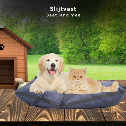 Cheqo® Hondenkussen - Huisdierbed - Hondenmand - Benchkussen - Hondenbed - Waterdicht - Voor Grote Honden - Grijs
