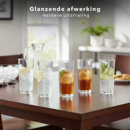 Cheqo® Longdrinkglazen Set - Longdrinkglazen - Longdrink Glazen - Drinkglazen Set - Drinkglazen - Waterglazen Set - Waterglazen - Longdrinkglazen Set 6 - Longdrinkglazen Transparant - Transparante Drinkglazen