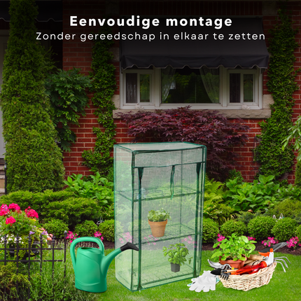 Cheqo® Mini Kweekkas - Compacte Tuinkas voor Groente Kweken - Foliekas - Moestuin - Weerbestendige Plantenkas - Kweekkas - Metaal