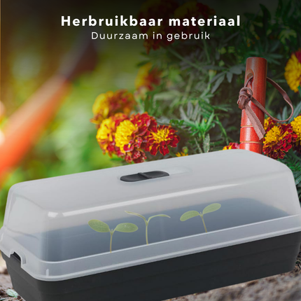 Cheqo® Kweekbak Antraciet Transparant - Kweekkast - Moestuinbak - Moestuin - Voor Binnen en Buiten - Met Deksel