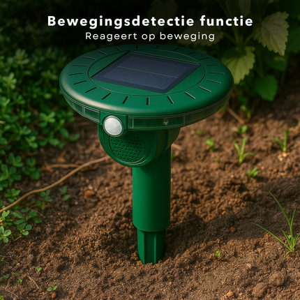 Cheqo® Ultrasone Ongediertje Verjager - Mollen Verjager - Mollenverjager op Zonne Energie - Insectenverjager - Bewegingssensor - Spatwaterdicht - Voor Tuin