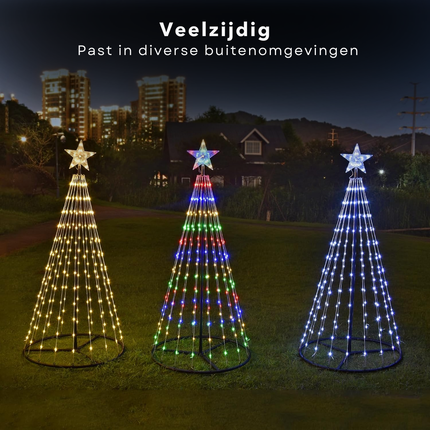 Cheqo® LED Vlaggenmast Kerstboom Verlichting - Kerstverlichting voor Buiten - 300cm - RGB Verlichting - 550 LED - Buitenverlichting