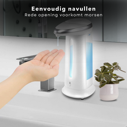 Cheqo® Automatische Zeepdispenser - Zeeppompje - Zeeppomp Contactloos 330 ml - Zeeppompje - Wit - Voor Vloeibare Zeep en Handgel