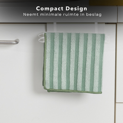 Cheqo® Deurhanger Handdoekrek Zonder Boren - Kunststof - Wit - Handdoek Houder - Handdoekstang - Handdoekenrek - Handoekhouder - Badkamer