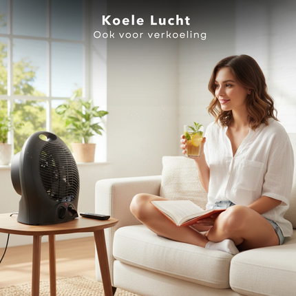 Cheqo® Ventilatorkachel - Compacte Kachel - Draagbare Verwarming - Warme En Koude Lucht - Heater - Verwarmer - Bureau Verwarming - Praktisch Handvat - Bijverwarming - Caravan Verwarming - Tent Verwarming