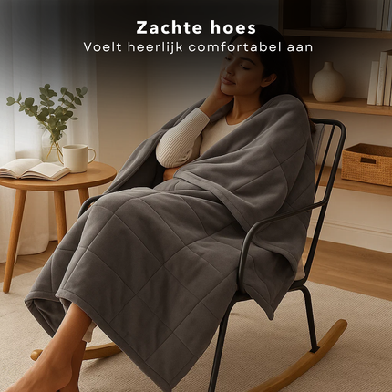 Cheqo® Verzwaringsdeken 6KG - Weighted Blanket 6KG - Verzwaarde Deken - 150X200CM - Katoen Polyester - Glasparels Vulling - Diepe Ontspanning - Comfort - Diepe Druk Stimulatie - Slaap Verbetering - Eenpersoons Deken