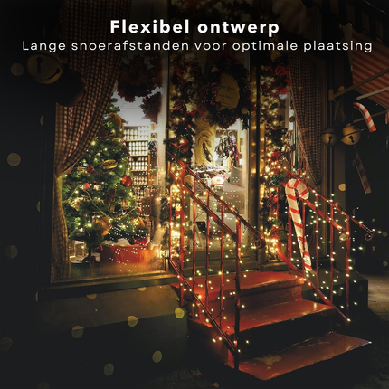 Cheqo® Kerstverlichting - Kerstboomverlichting - Kerstlampjes - 13.5M - Warm Wit LED - IP44 Buitenverlichting - 180 Lampjes - Groen Snoer