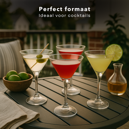 Cheqo® Martini Glazen Set - Martiniglas Set - Martiniglazen - Cocktail Glas Set - 220ml - Voor Cocktails en Martini's - Pornstar Martini Glas - Espresso Martini - 4 Stuks