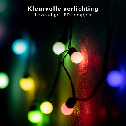Cheqo® Gekleurde Lichtsnoer - Tuinverlichting - Feestlampjes - Lichtslinger voor Buiten Terras en Camping - 7.5M - Feestverlichting - Sfeerverlichting Buiten