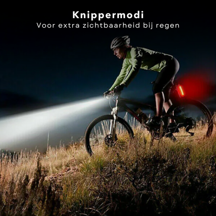 Cheqo® Fietsverlichting Set - USB Oplaadbaar - Spatwaterdicht IP44 - LED Knippermodi - Gereedschapsloze Installatie