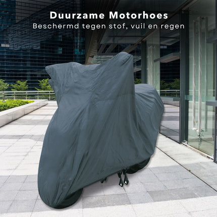 Cheqo® Scooterhoes Maat XL - Vochtwerend en Winddicht - Beschermhoes voor Brommer - Motorhoes van Polyester - Scooterhoes - Brommerhoes - Waterdicht - Voor Binnen en Buiten - Geschikt voor Windscherm - 100% Polyester - 246 x 105 x 127 cm hoezen