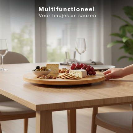 Cheqo® Draaiplateau - Draaibaar Dienblad - Draaibaar Serveerplateau - Serveer Draaiplateau - Draaibaar Serveerbord - Roterend Serveerbord - Serveerplateau - Serveerplank Draaibaar - Draaischijf - Draaischotel
